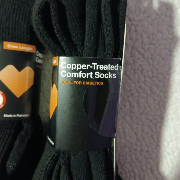 CVS Copper Treated Comfort Socks New Two 3 Packs Black - Picture 3 of 5